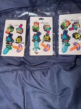 Kids Pixel Character Bag Charms - Blue, Green & Orange